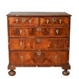 British, Queen Anne, 18th Century, A walnut marquetry inlay chest