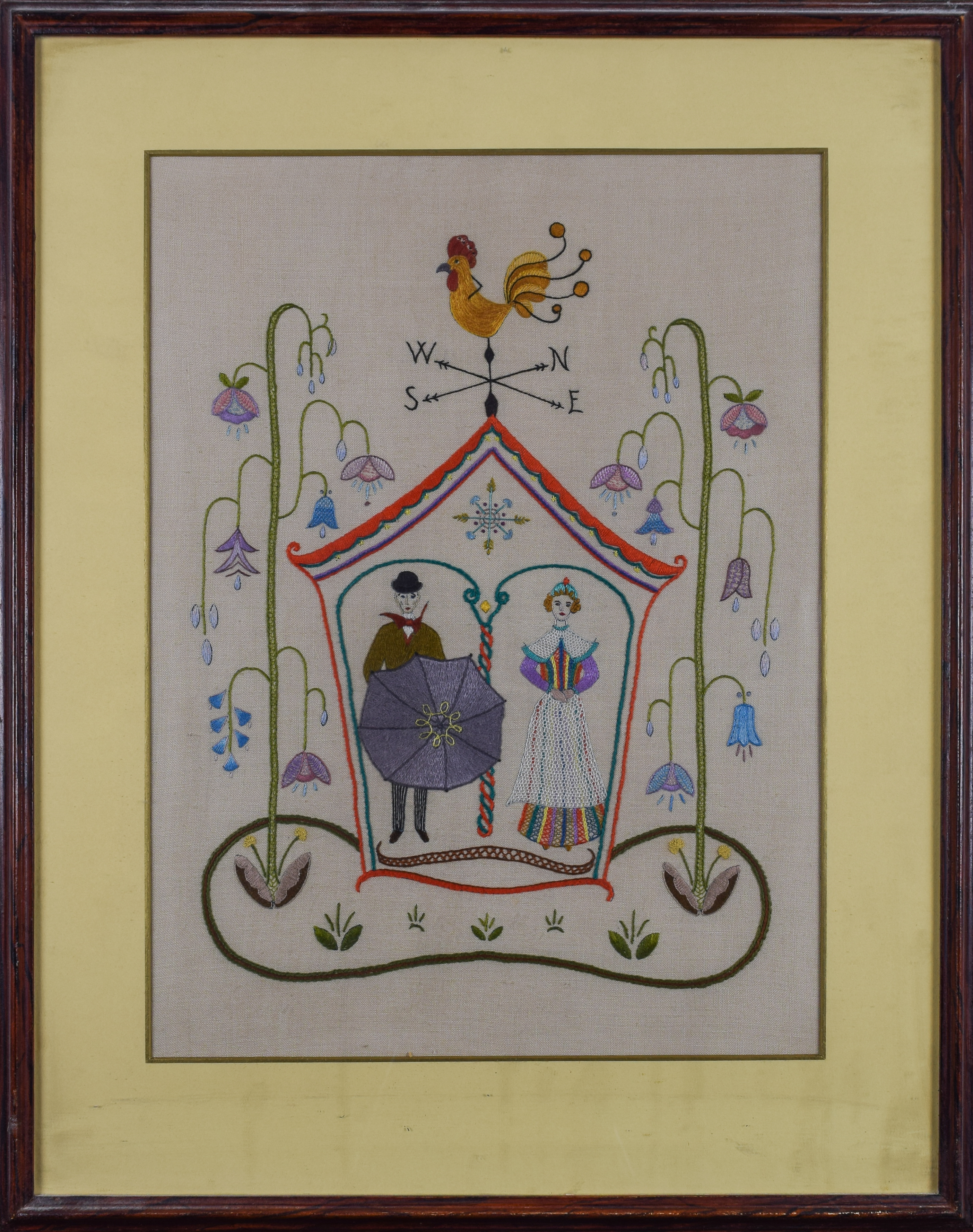 NO RESERVE: A collection of four framed crewel work panels and a needlepoint - Image 3 of 6