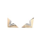 14k Yellow Gold Diamond Arrow Head Earrings