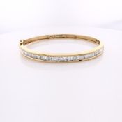 10k Yellow Gold Alternating Round and Baguette Diamond Bracelet