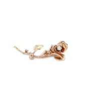 14k Yellow Gold Diamond Stemmed Rose Pin