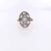 14k Yellow Gold Diamond Oval Argyle Pattern Ring