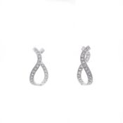 14k White Gold Milgrain Wavy Diamond Inside/Out Hoop Earrings