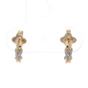 David Yurman 18k Yellow Gold Petite X Design Diamond Mini Hoop Earrings