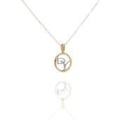 David Yurman 18k Yellow Gold Diamond 'DY' Pendant Necklace