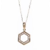 Michael M. 14k Yellow Gold Mini Hex Diamond Pendant Necklace