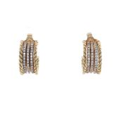 David Yurman 18k Yellow Gold Origami Cable pavé Diamond Huggie Earrings