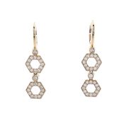 Michael M 14k Yellow Gold Pavé Diamond Hex Short Infinity Earrings