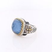 Konstantino Two-Tone Dome Blue Spinel & Mother of Pearl Rin