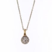David Yurman 18k Yellow Gold 6mm Solari Pave Diamond Ball Pendant Necklace