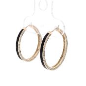 Michael M 14k Yellow Gold Chroma Pave Diamond Edge Hoop Earrings - Black