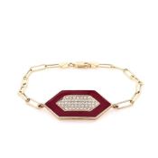 Michael M Chroma Pave Diamond Hexagon Braclet - Magenta