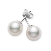 Mikimoto 18k White Gold 7mm Akoya Pearl Stud Earrings - AA Quality