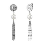 Honora Sterling Silver Coin and 9mm Freshwater Pearl Tassel Earrings