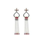 Konstantino Sterling Silver and 18k Yellow Gold Corundum Tassle Earrings