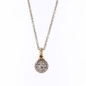 David Yurman 18k Yellow Gold 6mm Solari Pave Diamond Ball Pendant Necklace
