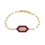 Michael M Chroma Pave Diamond Hexagon Braclet - Magenta