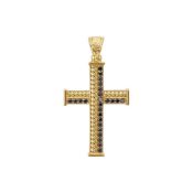 Konstantino Kavafi 18k Yellow Gold Black Diamond Cross Pendant