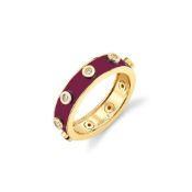 Michael M. 14k Yellow Gold Chroma Extruded Diamond Bezel Ring - Magenta