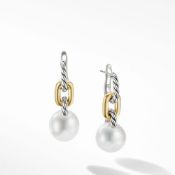 David Yurman Sterling Silver and 18k Yellow Gold 11.5-12mm Madison Pearl Drop Earrings