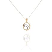 David Yurman 18k Yellow Gold Diamond 'DY' Pendant Necklace