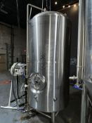 PREMIER STAINLESS SYSTEMS 20 BBL JACKETED BRITE TANK,(4CT) ADJUSTABLE TANK LEVELING PADS AND ALL VAL