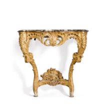 A Louis XV carved giltwood console table, possibly German, mid-18th century