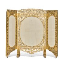 An Anglo-Indian giltwood three-fold screen, Bombay, 19th century