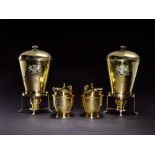 Royal: a pair of George III silver-gilt picnic vases on stands with burners, John Emes, London, 1804