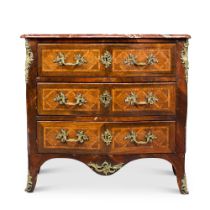 A Louis XV kingwood and parquetry serpentine commode, mid-18th century