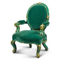 A Russian gilt-bronze-mounted malachite armchair, 19th century, by the Demidoff Lapidary Factory