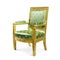 A Restauration giltwood fauteuil from the Palais de Tuileries, circa 1815, by Jacob-Desmalter