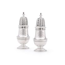 Royal: a pair of George I silver casters, Pierre Platel, London, 1717