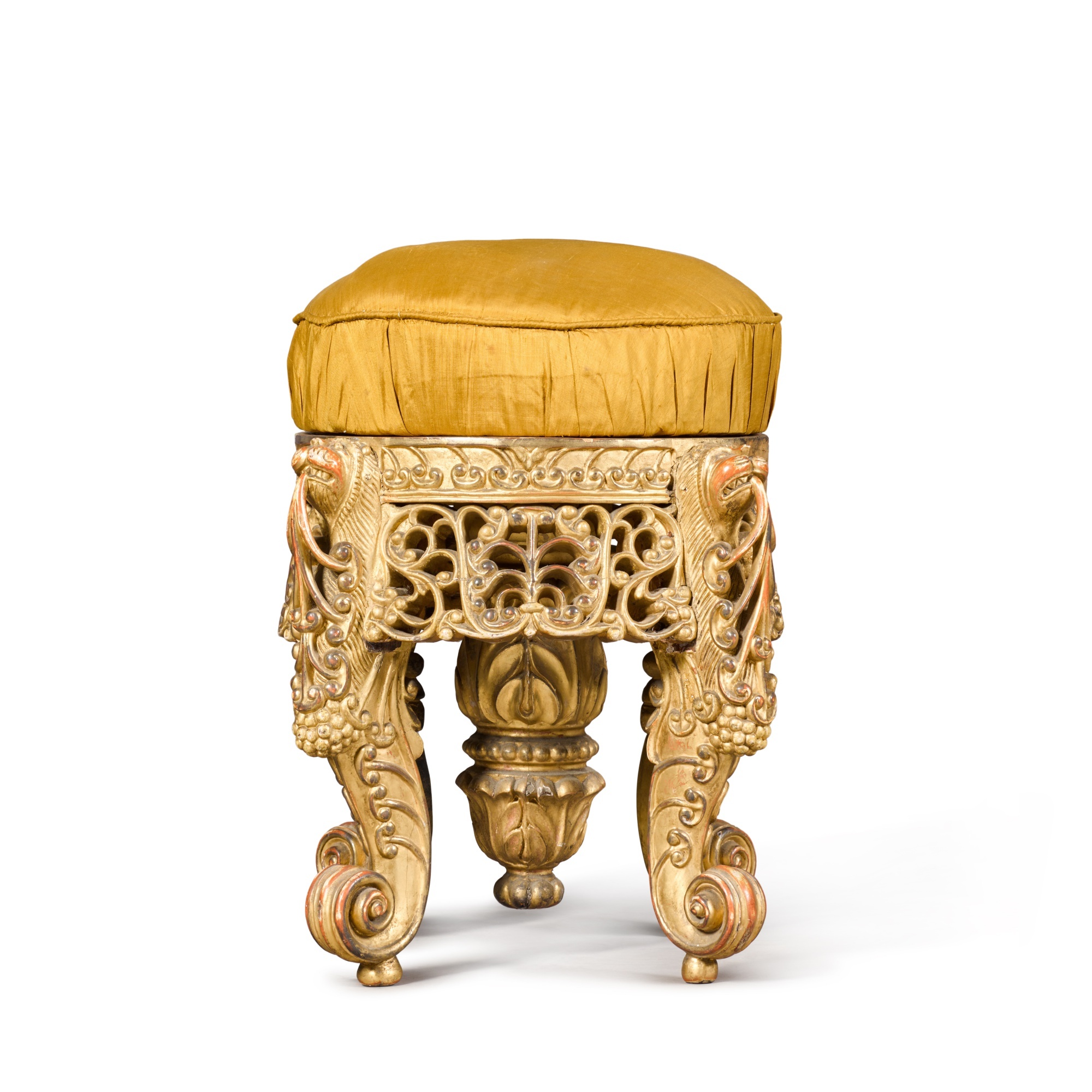 An Anglo-Indian giltwood piano stool, Bombay, 19th century