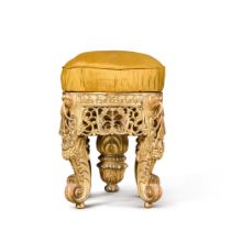 An Anglo-Indian giltwood piano stool, Bombay, 19th century