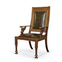 A Danish Neoclassical Walnut Armchair, designed by Georg Christian Hilker, Copenhagen, Second