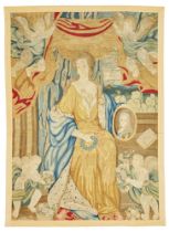 A Large English Embroidery Portrait Wall Hanging, Circa 1700