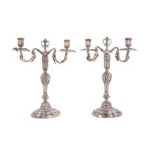 A Pair Of Spanish Silver Two-Light Candelabra, Antonio Dias, Cadiz, 1780