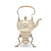 A George II Silver Tea Kettle On Lampstand, Charles Frederick Kandler I, London, 1738