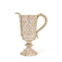 An Indo-Portuguese Brass and Mother-of-Pearl Ewer, Gujarat, Early 17th Century