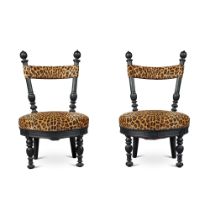 A Pair of Napoleon III Turned and Ebonised Wood Side Chairs, Second Half 19th Century