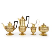 Royal: A German Silver-Gilt Four Piece Tea and Coffee Service, Probably Dresden, Circa 1780