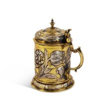 A German Parcel-Gilt Silver Tankard, Unmarked, Dated 1665