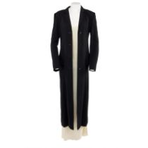 Calvin Klein Ivory Silk Knit Dress and Black Silk Coat, 1988