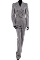 Michael Kors Collection Grey Wool and Cashmere Crystal Pinstripe Jumpsuit, 2021