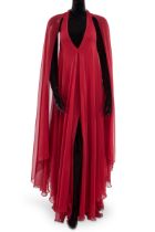 Donna Karen &#8220;Chiffon Air&#8221; Ruby Belted Paneled Evening Dress, 2014