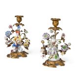 An Assembled Pair of Meissen Commedia dell'Arte Figures with Gilt-Metal Candlestick Mounts, the Meis