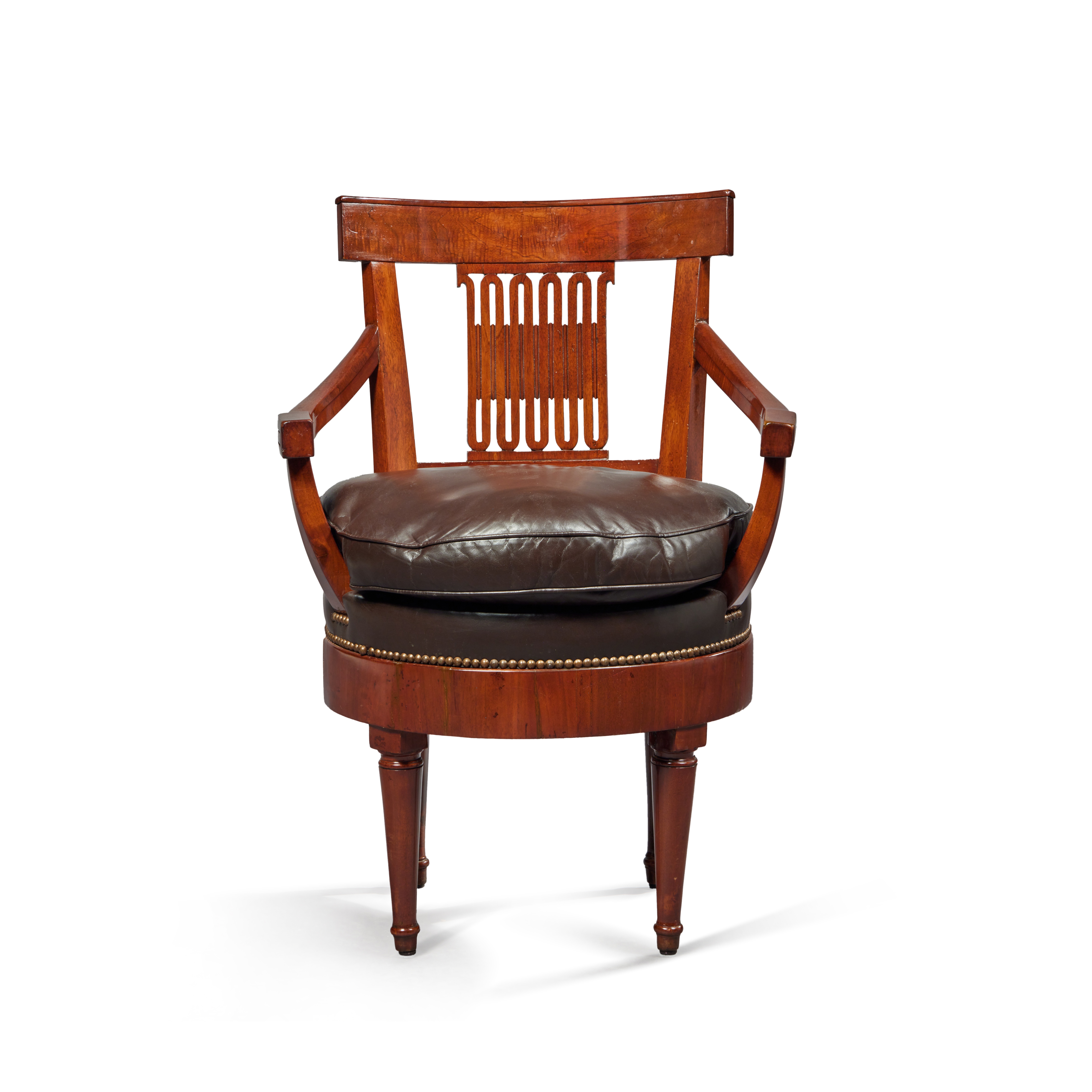 A Directoire Mahogany Revolving Fauteuil de Bureau, circa 1800