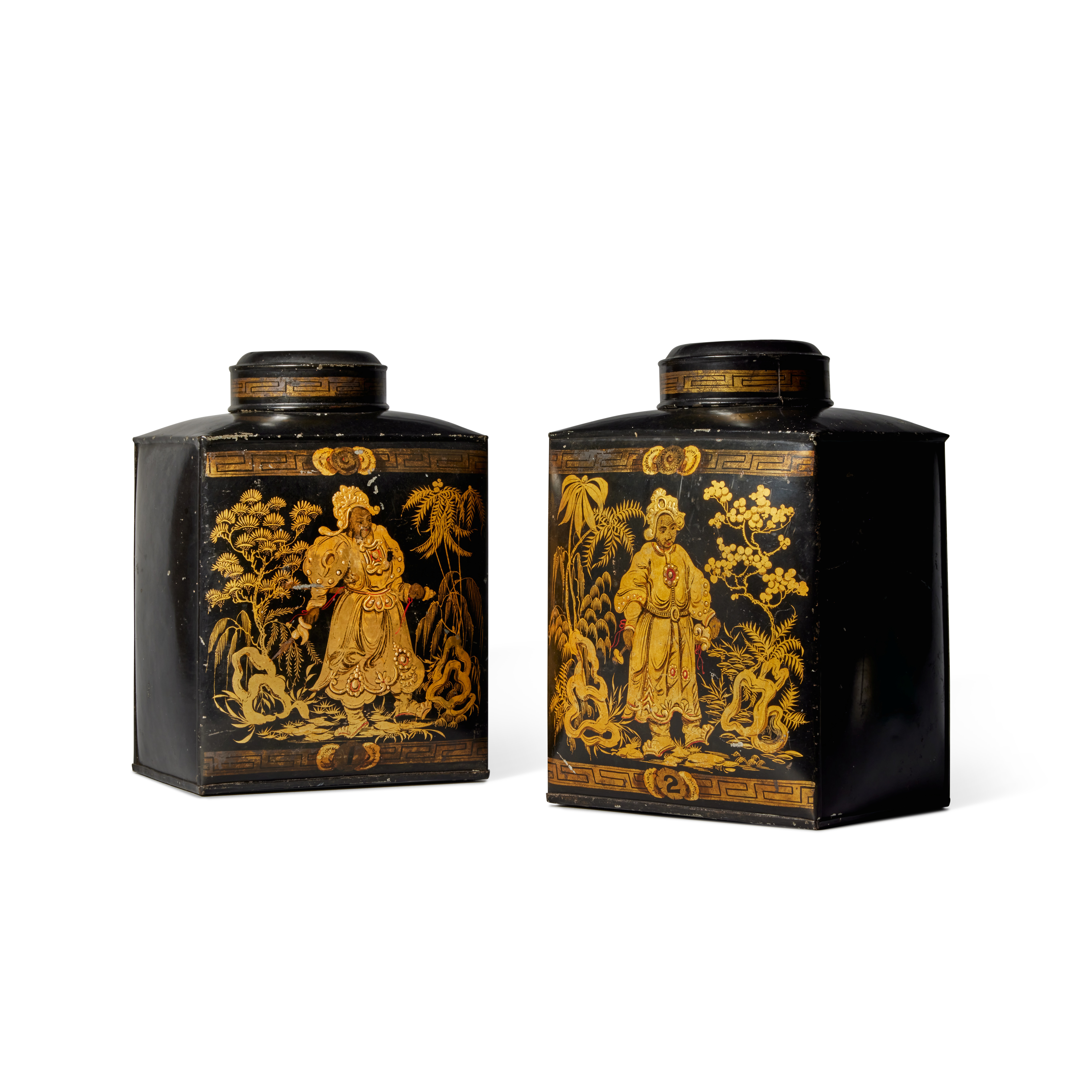 A Pair of Early Victorian Tôle Peinte Tea Canisters and Covers, Circa 1840 - Image 3 of 4