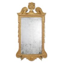 A George II Gilt Gesso Mirror, applied with Brass Sconces, Circa 1730